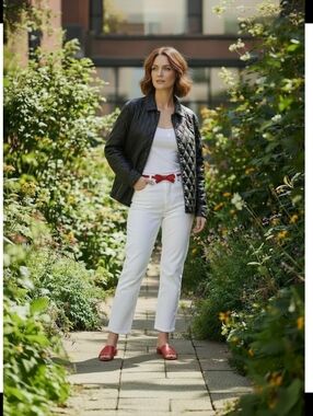 Black Leather Jacket -Vegan Leather-Size Large- EUC